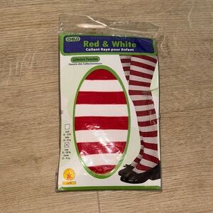 Red & White Striped Tights